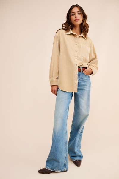 Levi's Dames The Ultimate Boyfriend Blouse met Lange Mouwen Middelblauw