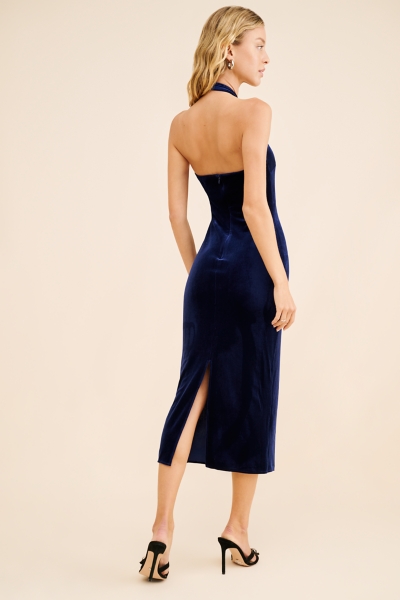 Velvet Cross Neck Midi Dress | Nuuly