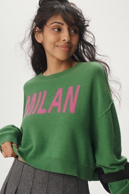 The Alani Cropped Cashmere Crew-Neck Printed Sweat | Nuuly