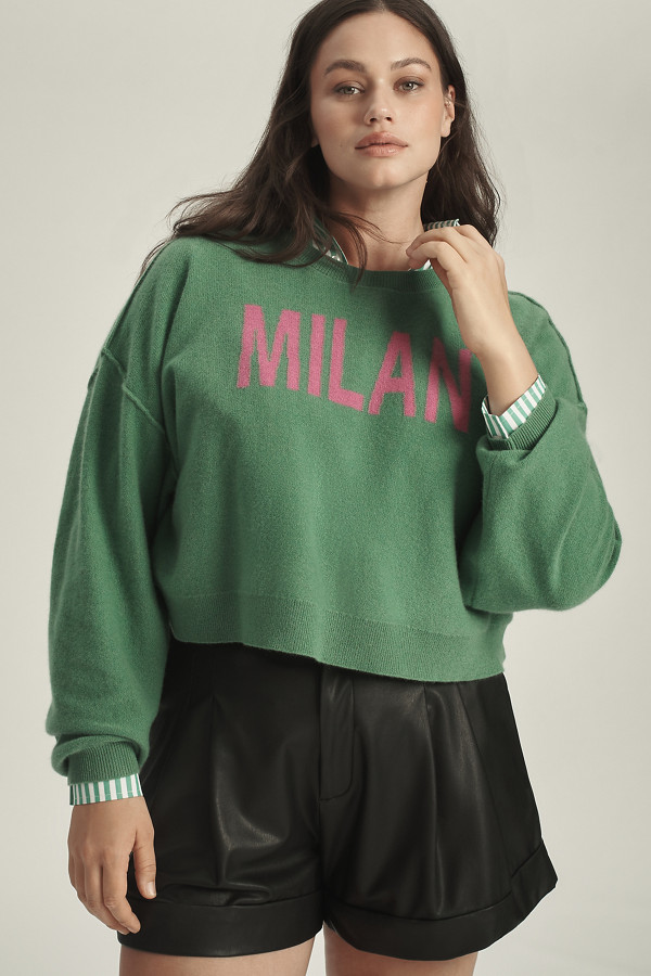 The Alani Cropped Cashmere Crew-Neck Printed Sweat | Nuuly The Alani Cropped Cashmere Crew-Neck Printed Sweat | Nuuly