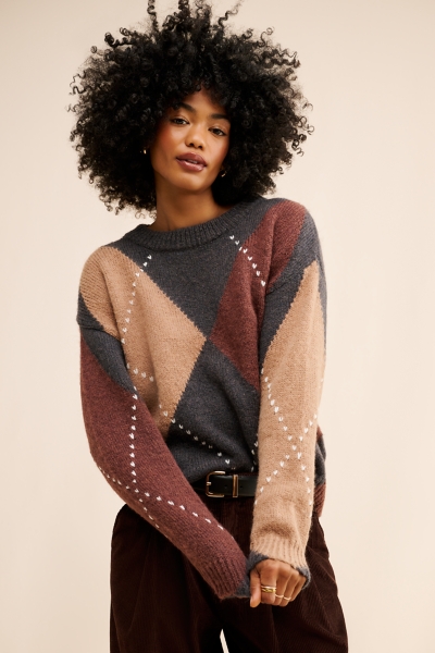 Herlipto♡Twinkle Argyle Knit Pullover Twinkle Argyle Knit Pullover /herlipto Herlipto Twinkle Argyle