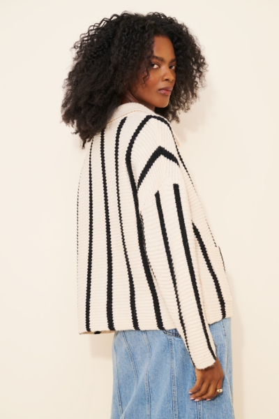 Maddie Stripe Wool Blend Cardigan | Nuuly