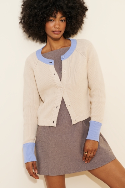 Contrast Collar Cardigan Sweater | Nuuly