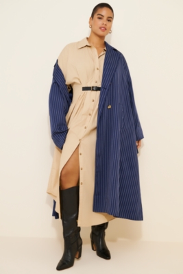 【2plan】Ray stripe maxi coat Oversized Pinstripe Coat | Nuuly