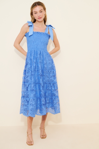 empire line maxi dresses Aapparella Floral Lace Tied Strap Empire Waist Maxi Dress