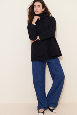 ジャケット・アウター scarf docking drape coat Angora Shoulder Robed Jacket in Black – SVRN