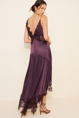 Evelyn Lace High-Low Midi Dress