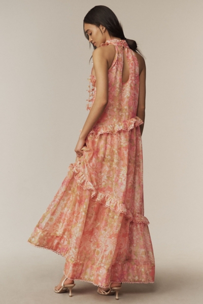 Landon Organza 3D Ruffle Maxi Dress | Nuuly