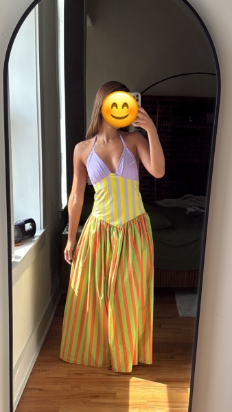 fenareta olimpia halter basque-waist maxi dress FenReta Olimpia Halter Basque-Waist Maxi Dress In Green - 32% Off