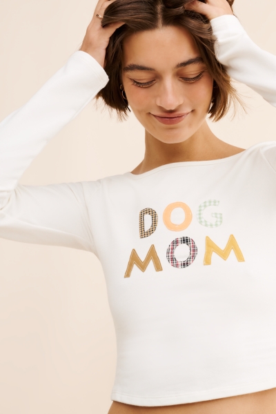 PJ Salvage Coffee+ Canines Dog Mother Long Sleeve Top- Fire