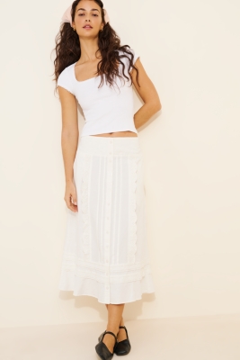 [nuuanu ] / ☆ Cirrus Flared Skirt / White Whitney Midi Skirt | Nuuly