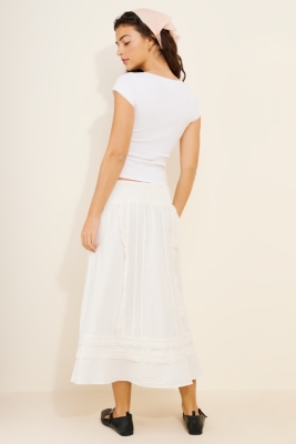 [nuuanu ] / ☆ Cirrus Flared Skirt / White Whitney Midi Skirt | Nuuly