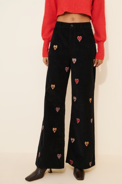 Embroidered Heart Corduroy Pants | Nuuly