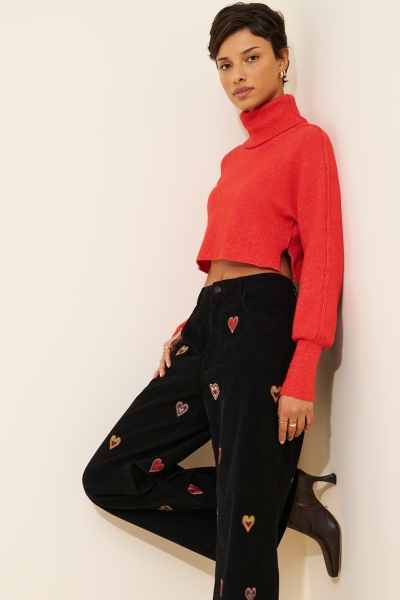Embroidered Heart Corduroy Pants | Nuuly