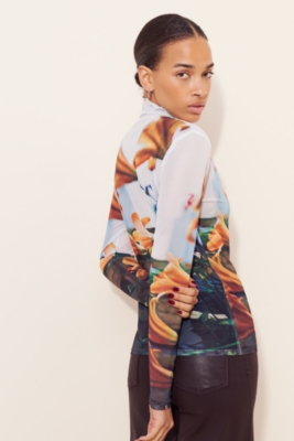 Paulie Printed Mock Neck Top