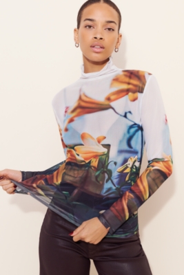 Paulie Printed Mock Neck Top