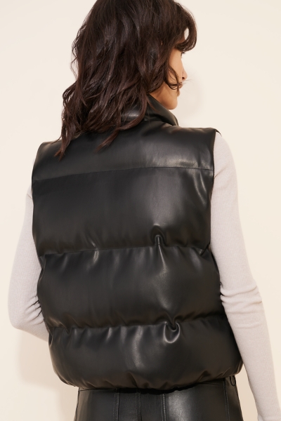 Vegan Leather Cropped Puffer Vest | Nuuly