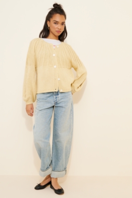 Balloon Sleeve Textured Cardigan