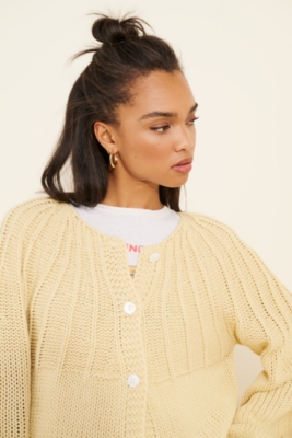 Balloon Sleeve Textured Cardigan