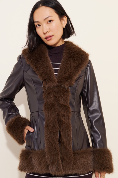 Faux Fur Vegan Leather Coat | Nuuly