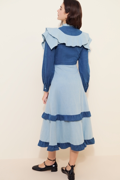 two toned denim dress Stine Goya LONG SLEEVE - Denim dress - two tone denim/blue denim