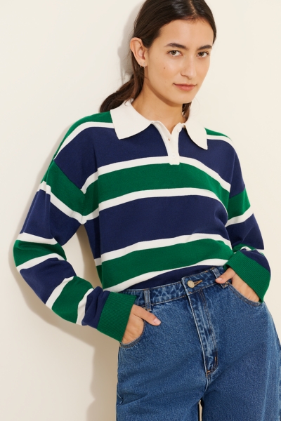 Launton Striped Knitted Polo Shirt