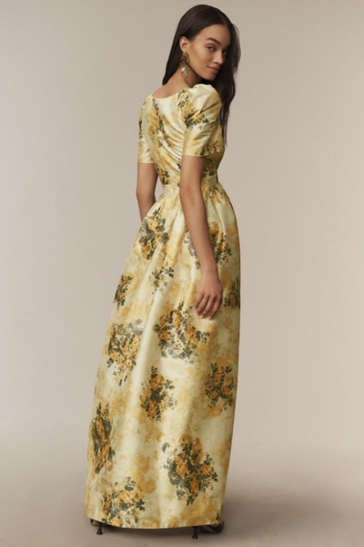 Aurora Puff-Sleeve Taffeta Maxi Dress | Nuuly