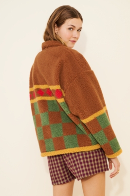 Checkered Zip-Up Sherpa