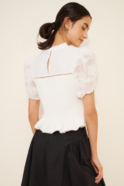Smocked Puff-Sleeve Ruffle Top | Nuuly