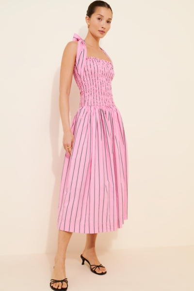 knee length dresses for ladies Mia Midi Dress ~ Pink Clip Floral – Show Me Your Mumu main image 0