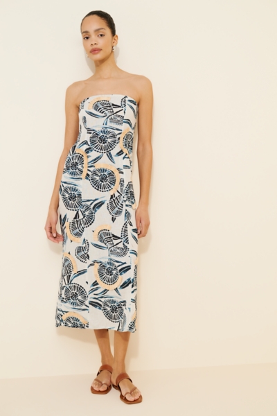 aliza maxi dress The Aliza Strapless Linen Blend Maxi Dress