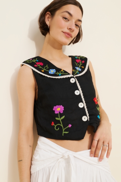 Monica Floral Embroidered Vest | Nuuly