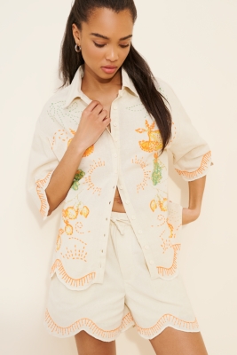 Solstitchery Embroidered Scallop Shirt | Nuuly
