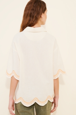 【美品】SCALLOPE EMBROIDERY OVERSIZE SHIRT UND SCALLOPE EMBROIDERY OVERSIZE SHIRT