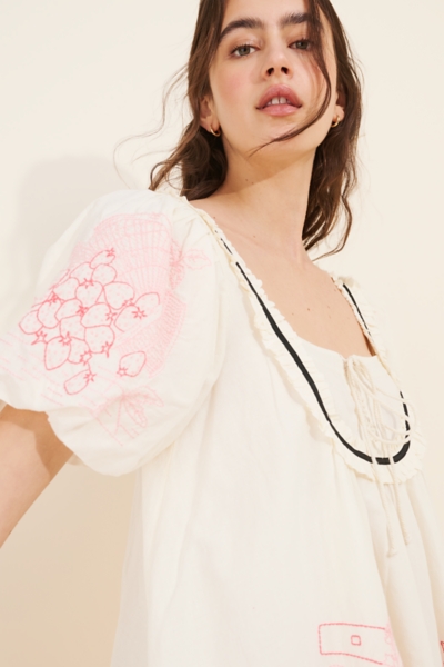 Bailey Embroidered Puff Sleeve Babydoll Mini Dress | Nuuly