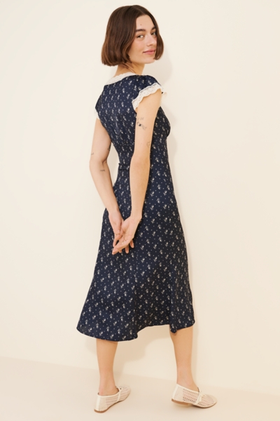 Faye Lace Trim Button-Down Midi Dress | Nuuly