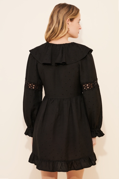 Ruffle Linen Blend Long Sleeve Mini Dress | Nuuly