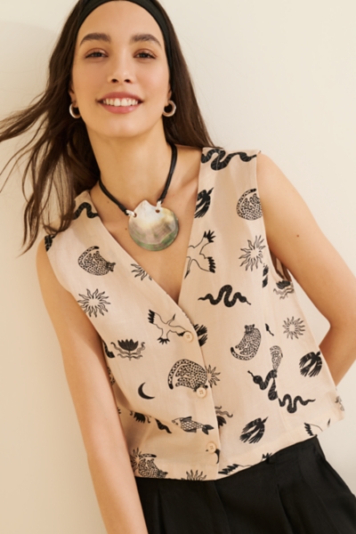 Azuah Linen Blend Printed Vest | Nuuly