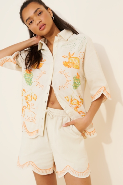 Solstitchery Embroidered Scallop Shorts | Nuuly