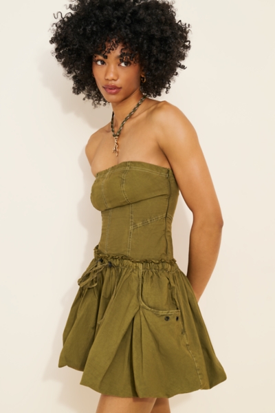 green emerald velvet dress Elok Cargo Mini Dress in Parachute Silver Green main image 0