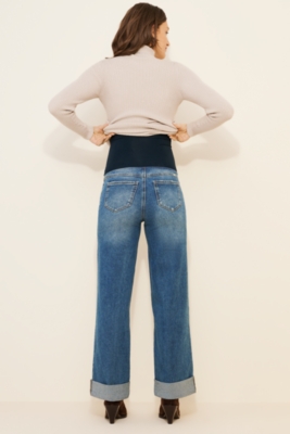 Maternity Cuffed Wide Leg Jeans