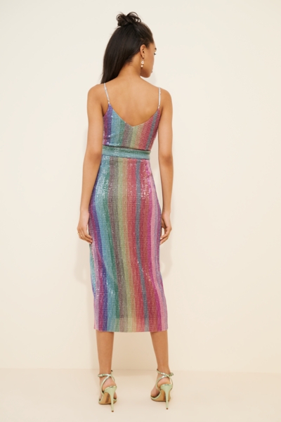 Meghan Rainbow Sequined Midi Dress | Nuuly