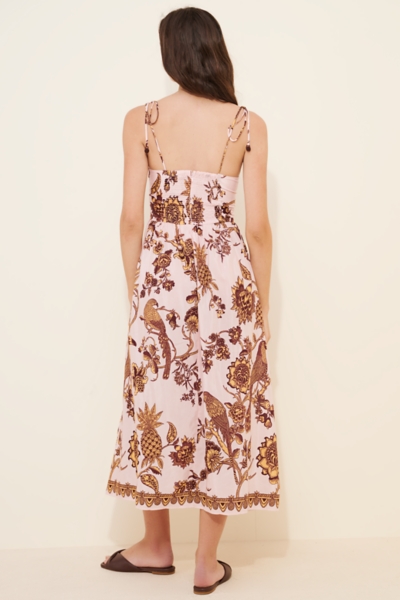 farm rio pink tropical landing lace midi dress Tropical Landing Lace Midi Dress