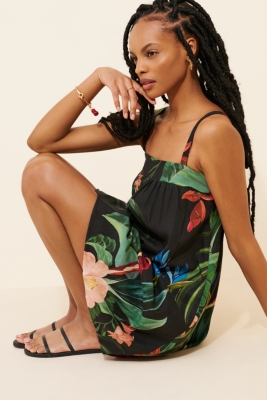 Midnight Macaw Fiesta Linen Blend Mini Dress | Nuuly