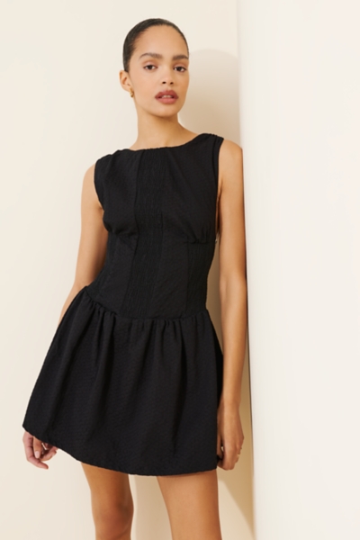 halter mini bodycon dress Six Stories Halter-neck Satin Mini Dress