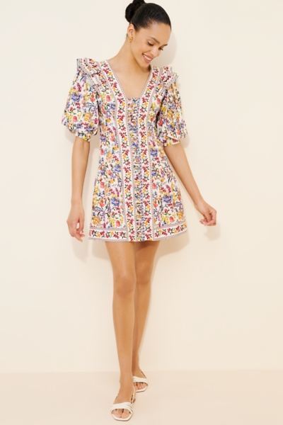 knee length dresses for ladies Greece Ruffle Tier Mini Dress