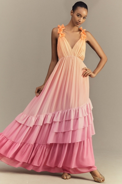 fall ombre dress Ombre Dress with Cape-Like Sleeves – Gattinolli by Marwan