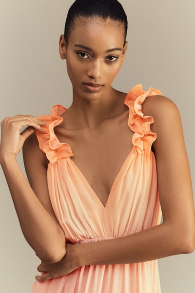 Alivia V-Neck Ruffle Ombre Maxi Dress | Nuuly
