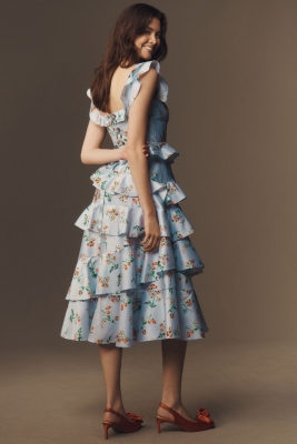 Sydney Corset Fit-and-Flare Taffeta Midi Dress