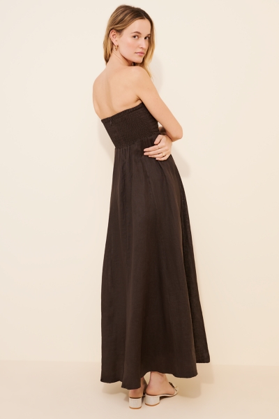 lusana talia linen maxi dress TALIA PINTUCK MAXI DRESS IN CORNFLOWER – Inanna Boutique